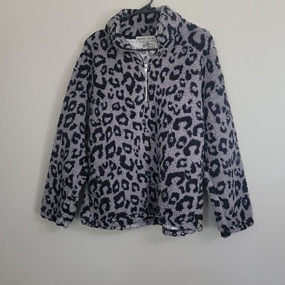 Absolutely Famous Grey Black Teddy Jacket Size L